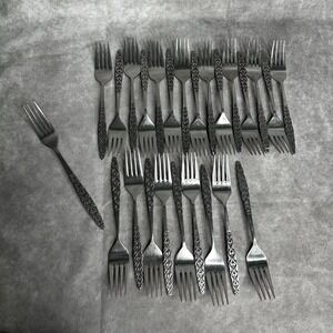 24 Salad Fork National Stainless Japan Malta ‎ NSTMAL Geometric MCM